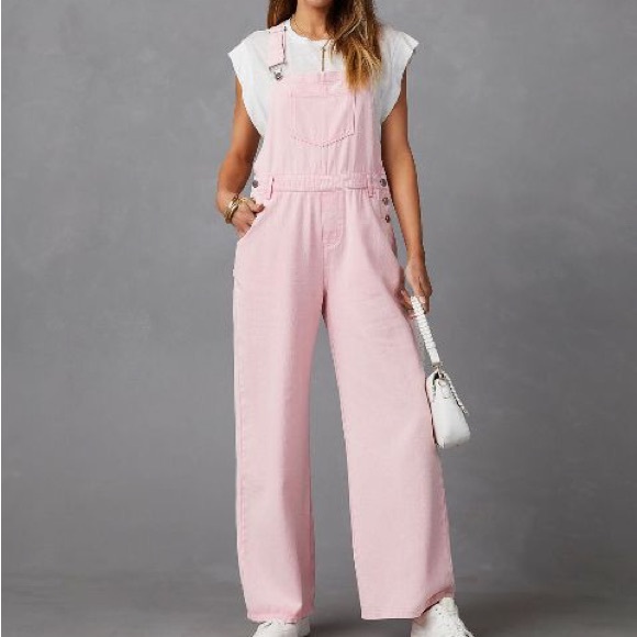 Vici She + Sky Pretty in Pink Denim Overalls, NWOT Sz S - Picture 3 of 16